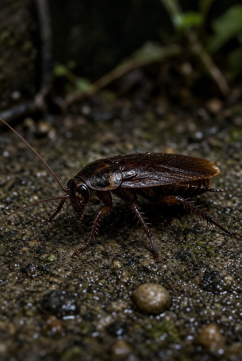 Large dark common cockroach used to identify the common cockroach treatment pathway